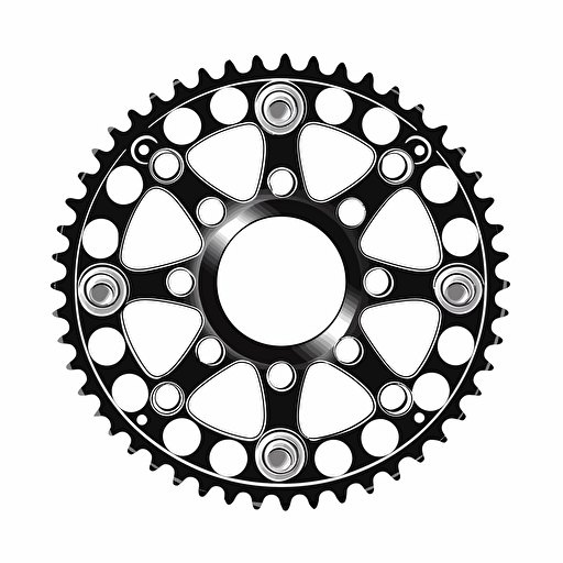 a black and white simple bike sprocket, 2d vector