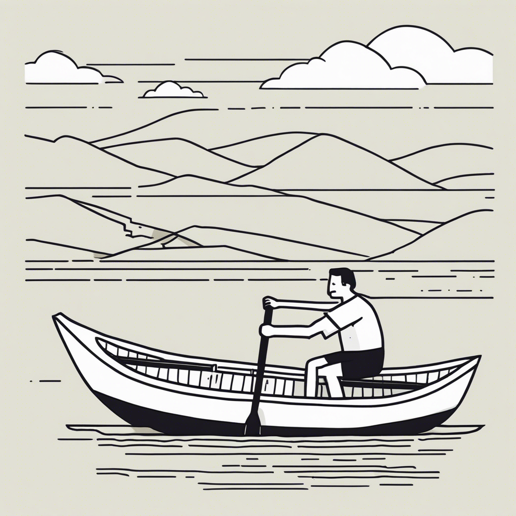 a person rowing a boat, illustration in the style of Matt Blease, illustration, flat, simple, vector
