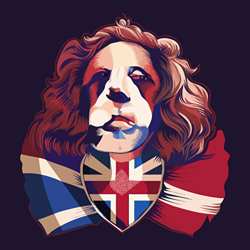 vector illustration of Prince Charles and the British flag in vivid colors