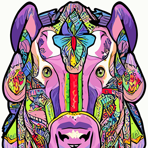 portrait goat wearing bandana sticker colorful illustration highly detailed smooth clean vector curves jagged lines vector art smooth