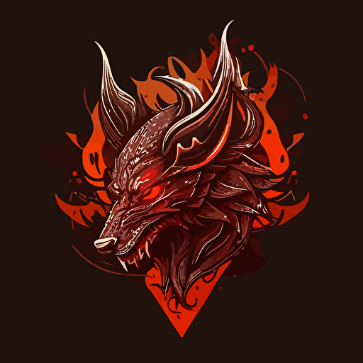 a demon wolf logo in a crisp vector style