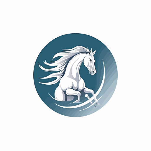 professional business logo, minimalistic vector design, rearing white horse, no text