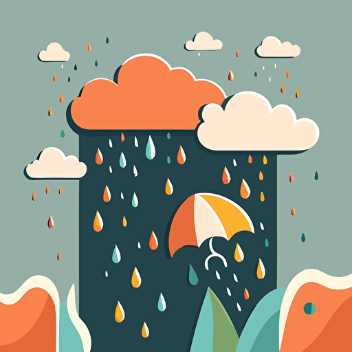 simple vector scene of raining with cloud