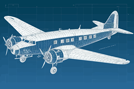 lockheed 10 electra vector, minimalistic, made with one line, blueprint style, modern, symbolic, minimalistic, technical drawing,