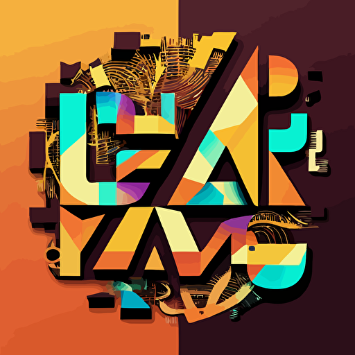 textual logo for lak3music, fragmented typeface, vector art