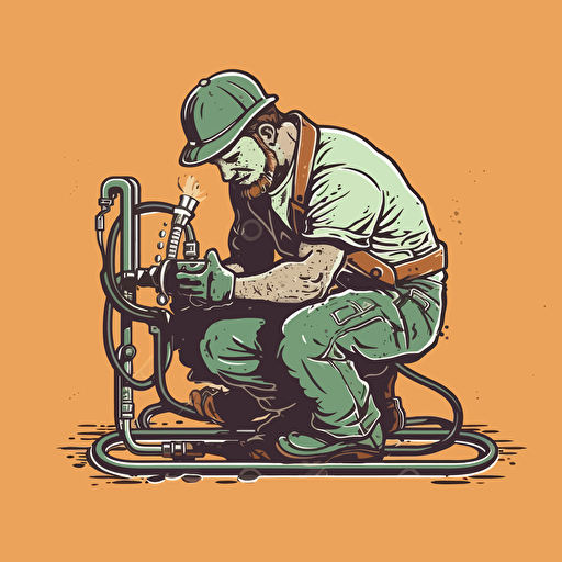 plumber soldering a a waterline laying down vector art minimalist