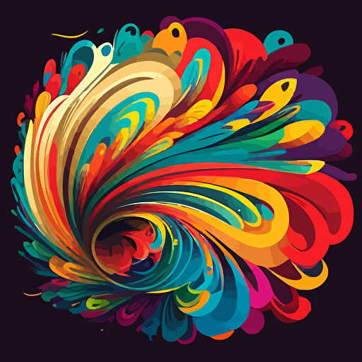 colorful vector art, burst of colorful swirls