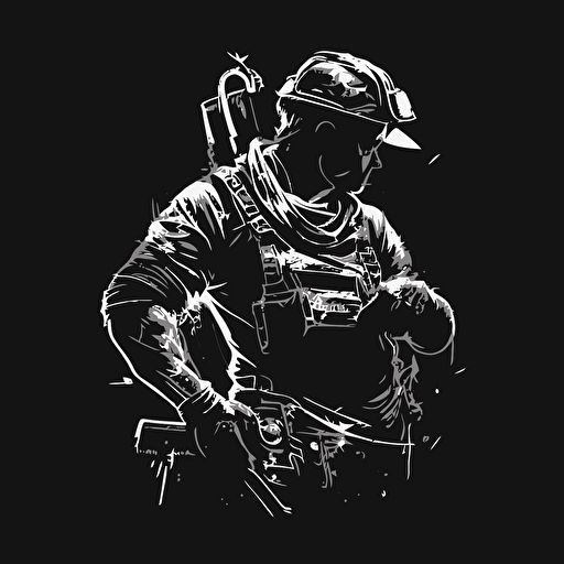 construction logo, black background, minimalistic, inox, vectors, welding man