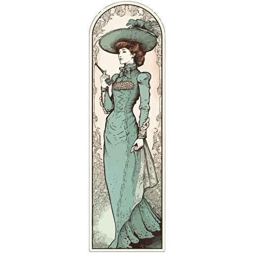 bookmark, victorian lady, vector whitebackground