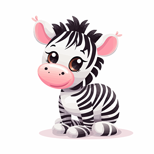 cute zebra, detailed, cartoon style, 2d clipart vector, creative and imaginative, hd, white background
