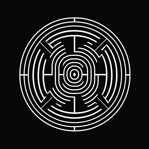 all-white vector logo over a black background, hyper-minimalist, optical illusion
