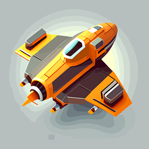 space ship from the Star Trek universe, top down, isometric, orange and grey, no background, isolated, minimalistic, vector