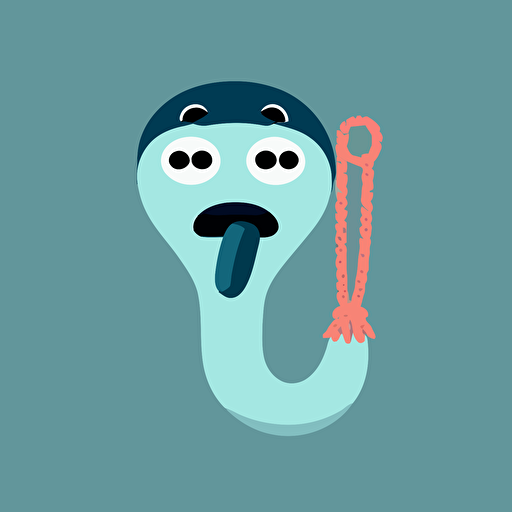 boa in the shape of a noose in a vector art cartoon style, flat color, solid color background