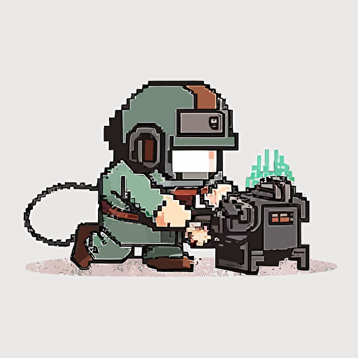 welder , Sticker, Lovely, Muted Color, Pixel Art, Contour, Vector, White Background, Detailed