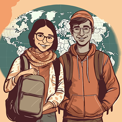 international exchange student, vectorial illustration, professional use,