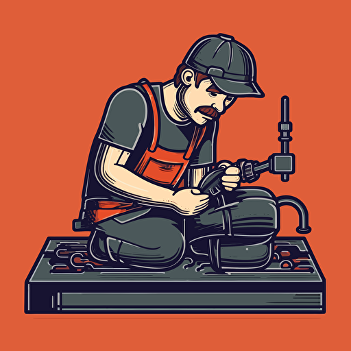 plumber soldering a a waterline simple vector art minimalist