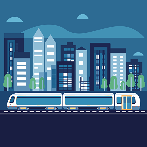 train in a city, simple 2d, vector