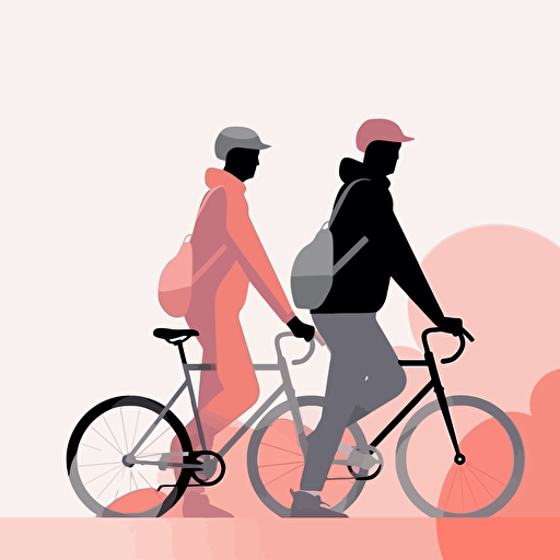 side view of two cyclists. vector illustration. minimal.