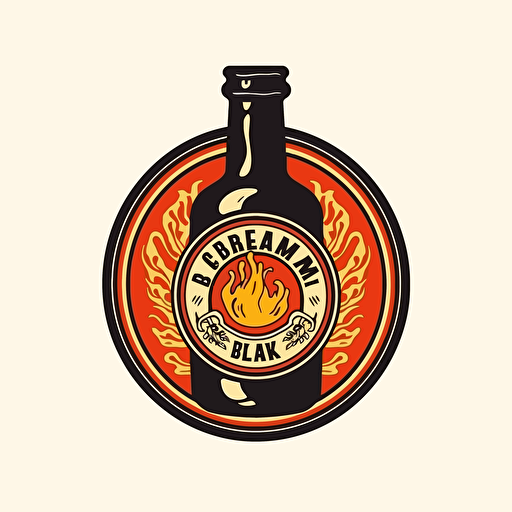 vector round logo sticker a bottle with a flame on the cap elaborate