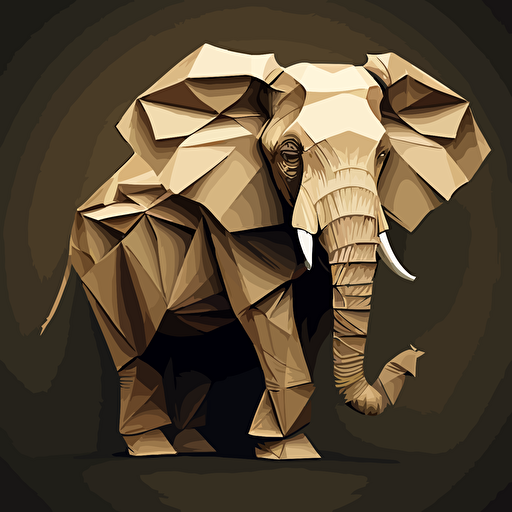 vector, folded paper, elephant