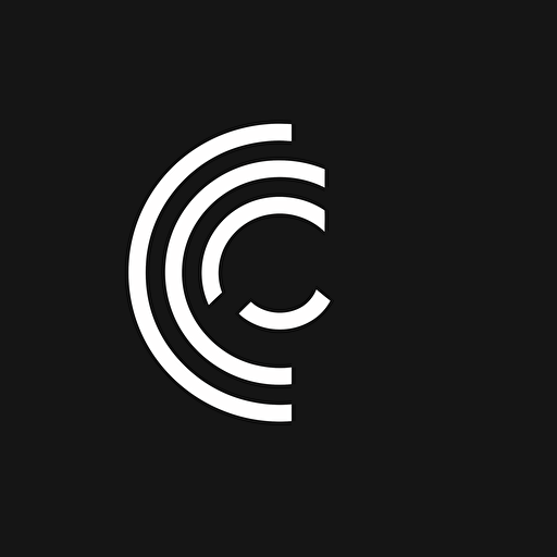 clean, minimalist, midcentury font, black and white, flat, vector lettermark for CC