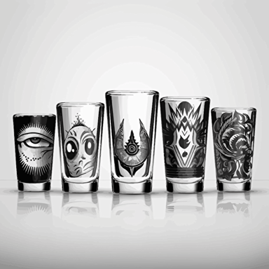 black and white vector design illustration for shot glasses , open form , not on shot glasses v5.1