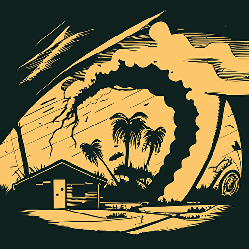 vector style image of a zoo being destoryed by a tornado