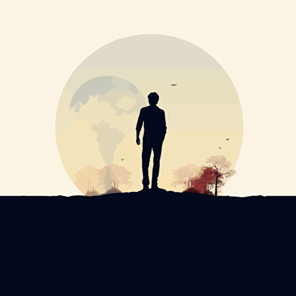 by Axel Vervoordt，vector illustration, minimalist illustrator, silhouette of a person Enthusiastic and attractive young mans，surrealism, Gravity-defying,Weightless