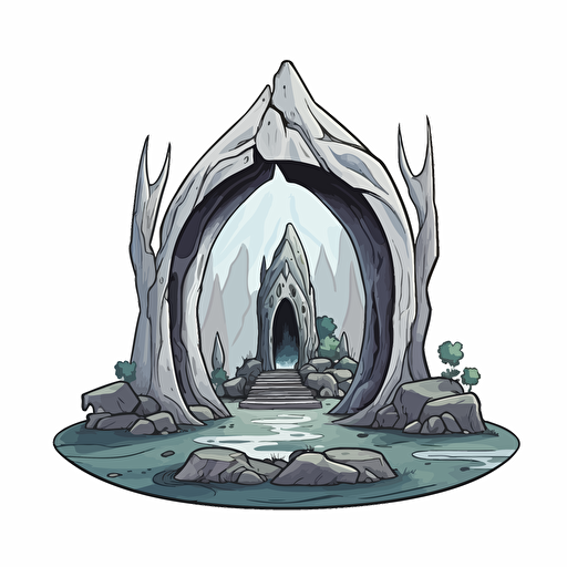 elven stone shrine, vector art, simple colors, on white background