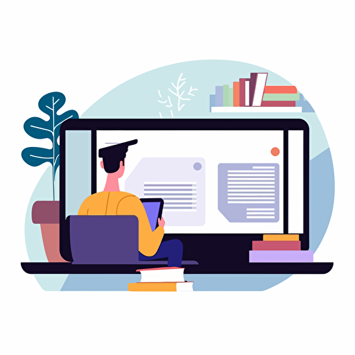 watching an online course, kurzgesact vector,