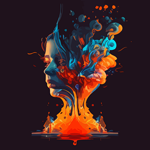 Create vector with with fire water and a wise mind