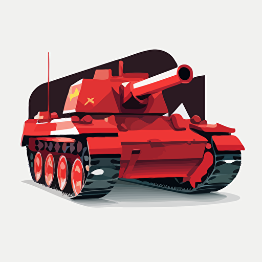 tank, red, flat color, style of vector design, white background