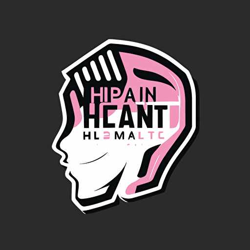 head implant logotype. Simple vector. Pink and black. White background