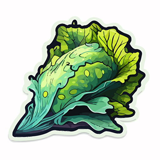A head of Iceberg lettuce. Sticker,. Easily seprated from background. White background. Vector style image. v5