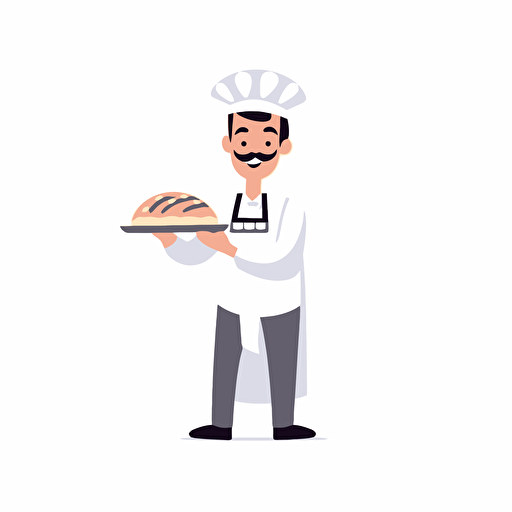 mascot of a man, a baker in vector style, flat2d, white background