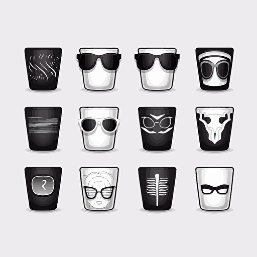 black and white vector design illustration for shot glasses , open form , not on shot glasses v5.1
