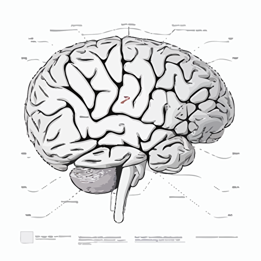 simple Vector line-drawing of a brain, top-down, linedrawing, black & white