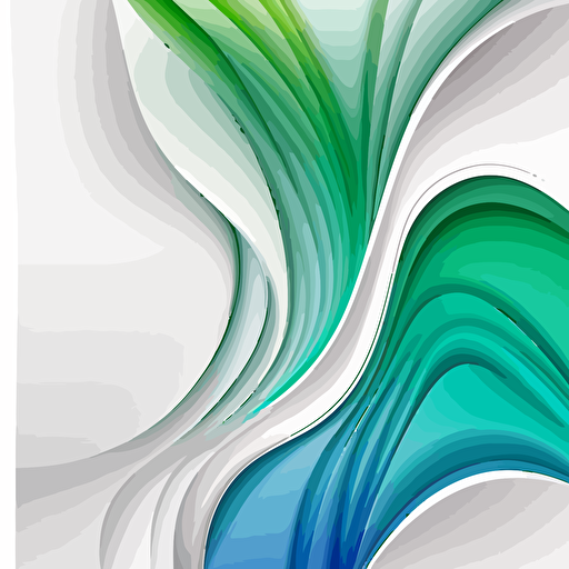 Abstract white background with green a blue soft waves. Vector illustration 2D