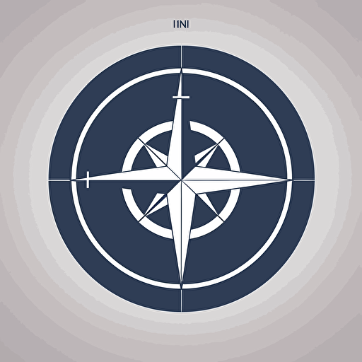 minimalist logo for an insurance claims company, featuring a shape of a compass symbol in navy blue, grey, and white colors. It will be displayed on a white background and executed as a vector illustration, using Adobe Illustrator or a similar software,