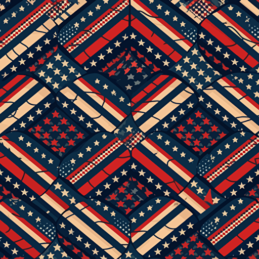 vector illustration, continuous, repeating, seamless pattern of America flag design pattern, textures, in vivid colors