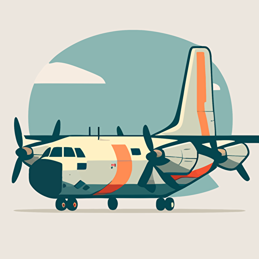 cartoon style c-130 airplane, vector, minimal
