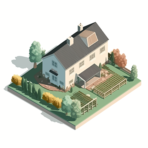 modern farm house. isometric view. minimal vector design.