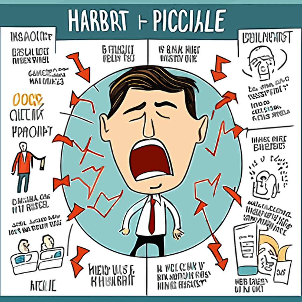 psychology of market cycle, wall street cheat sheet, simplified,market cycle, panic, euphoria, thrill, belief, anxiety, disbelief, depression, cartoon style, vector