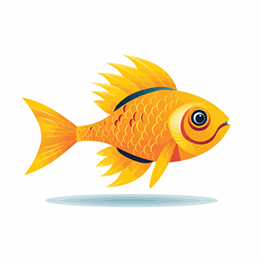yellow fish spear, vector art, 2d, white background