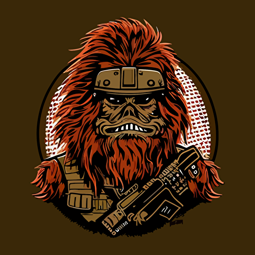 chewbacca army, vector logo, vector art, simple, cartoon, 2d