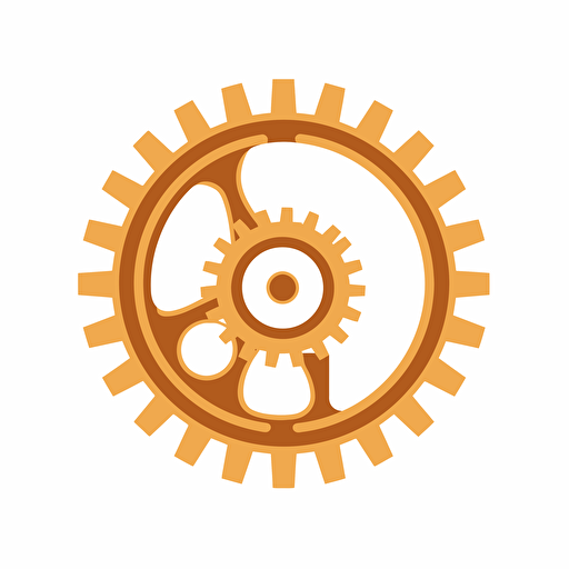 Simplified flat art vector image of a simple wooden gear on white background 3