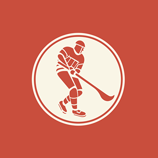 very simple logo for floorball, red and white colors, retro , vector flat, PNG, SVG, flat shading, solid background, mascot, logo, vector illustration, masterwork, 2D, simple, illustrator