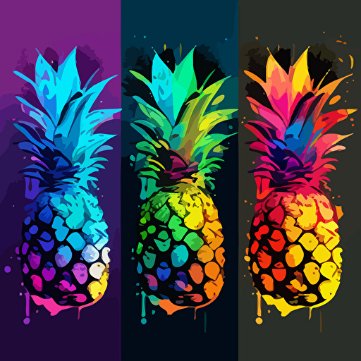 can design for pineapples, vector style, colorfull, sea, pop art