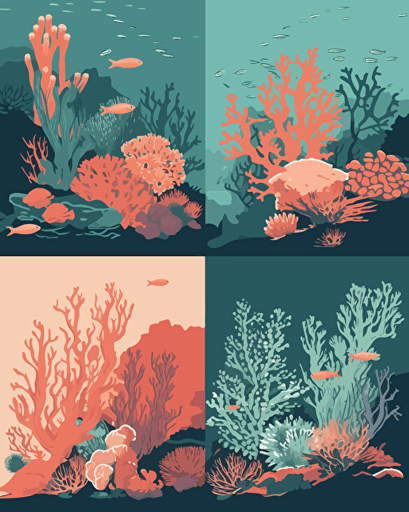 reef, retro aesthetics, vector image, sticker design, pantone color scheme: 12-1706 TCX, 12-0824 TCX, 15-0146 TCX, 15-1164 TCX, 16-6340 TCX, 17-4247 TCX, 18-2043 TCX, 19-6026 TCX. The final piece should exude a warm, holiday-like ambiance.