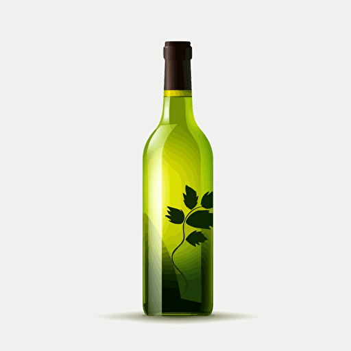 bottle, white wine, logo, simple, vector, white background, modern, green
